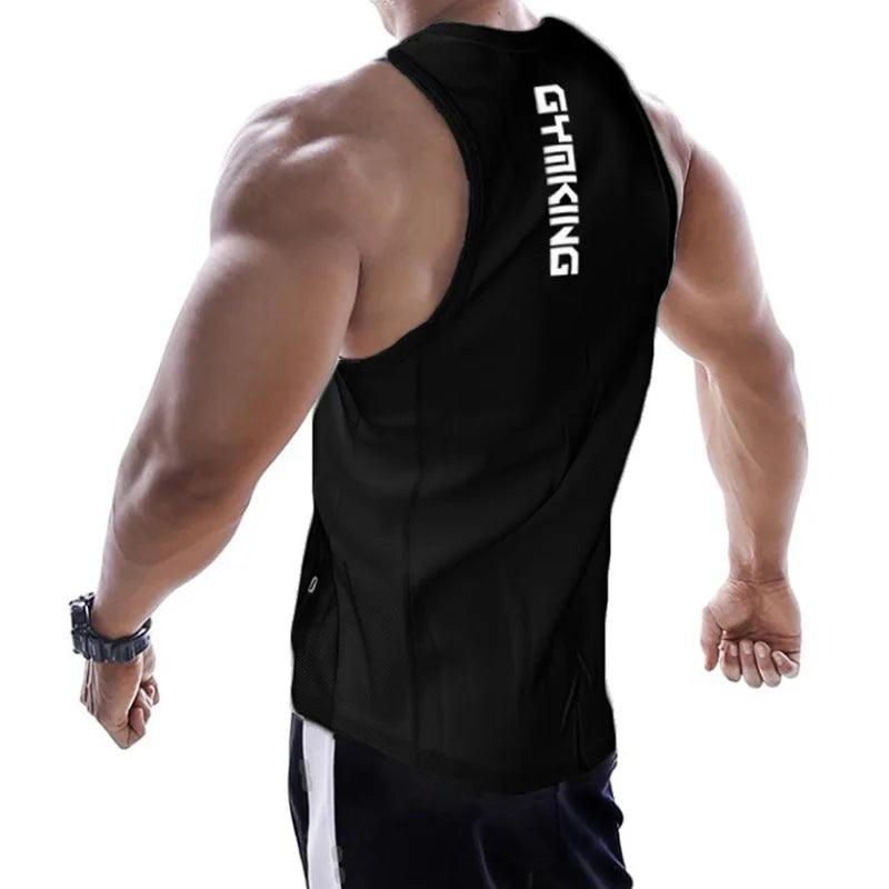 "Tank top sin mangas - Detalle cuello redondo camiseta deportiva"