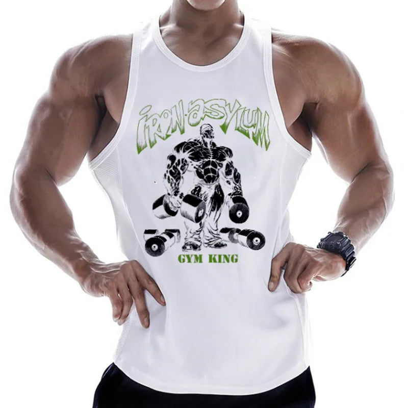 "Tank top workout - Camiseta sin mangas fitness Blanca bodybuilding"